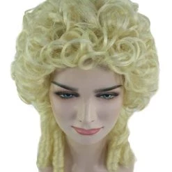 HPO Womens Colonial Lady Wig | Blonde Curly Historical Wigs | Premium Breathable Capless Cap Women's