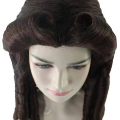 HPO Womens Colonial Lady Wig | Dark Brown Historical Wigs | Premium Breathable Capless Cap