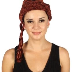 HPO Womens Colonial Lady Wig | Burgundy Historical Wigs | Premium Breathable Capless Cap Women's
