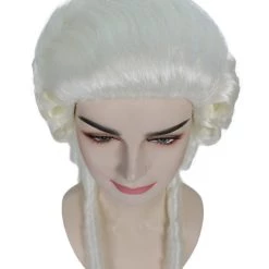 HPO Women's Womens Colonial Lady Wig | White Historical Wigs | Premium Breathable Capless Cap