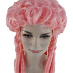 HPO Women Colonial Historical Wigs | Pink Cosplay Halloween Wigs | Premium Breahable Capless Cap