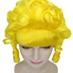 HPO Women's Women Colonial Curly Wigs | Yellow Cosplay Halloween Wigs | Premium Breathable Capless Cap