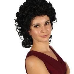HPO Womens Colonial Lady Curly Wig | Black Historical Wig | Premium Breathable Capless Cap Women's