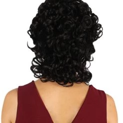 HPO Womens Colonial Lady Curly Wig | Black Historical Wig | Premium Breathable Capless Cap Women's