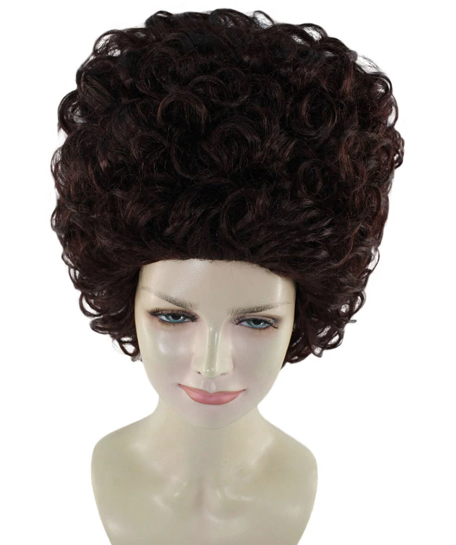 HPO Womens 70's Hippie Disco Wig | Dark Brown Vintage Halloween Wigs Women's