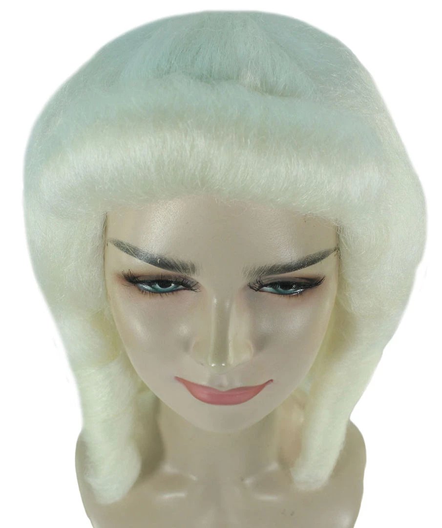 HPO Women's Colonial Lady Curly Wigs | White Historical Cosplay Wigs | Premium Breathable Capless Cap
