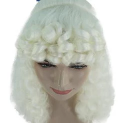 HPO Womens Colonial Lady Curly With Blue Lace Wig | Blonde Historical Wigs | Premium Breathable Capless Cap Women's