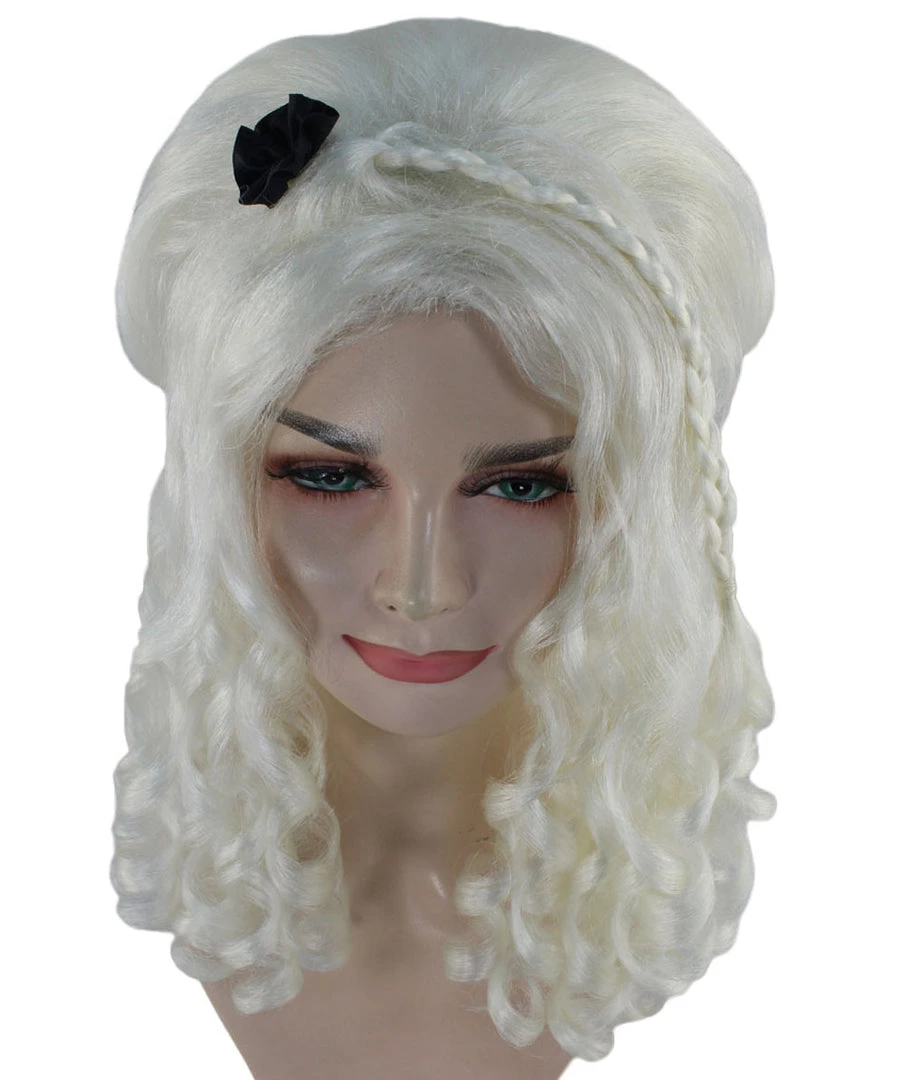 HPO Women's Long Wavy Wig | White Vintage Wigs | Premium Breathable Capless Cap