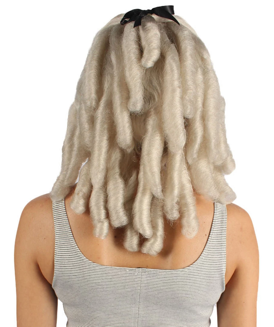 HPO Women's Womens Colonial Ladies 18th Century Curly Wig | Blonde Historical Wigs | Premium Breathable Capless Cap