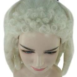 HPO Women's Womens Colonial Ladies 18th Century Curly Wig | Blonde Historical Wigs | Premium Breathable Capless Cap