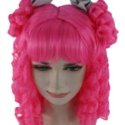 HPO Women's Womens Colonial Lady Pink Curly Wig | Premium Breathable Capless Cap
