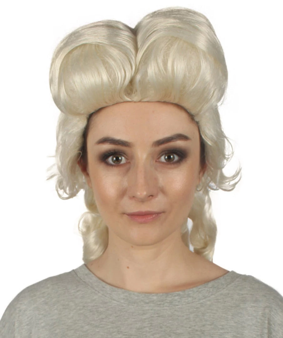 HPO Women's Colonial Curly Wigs | Blonde Halloween Wigs | Premium Breathable Capless Cap