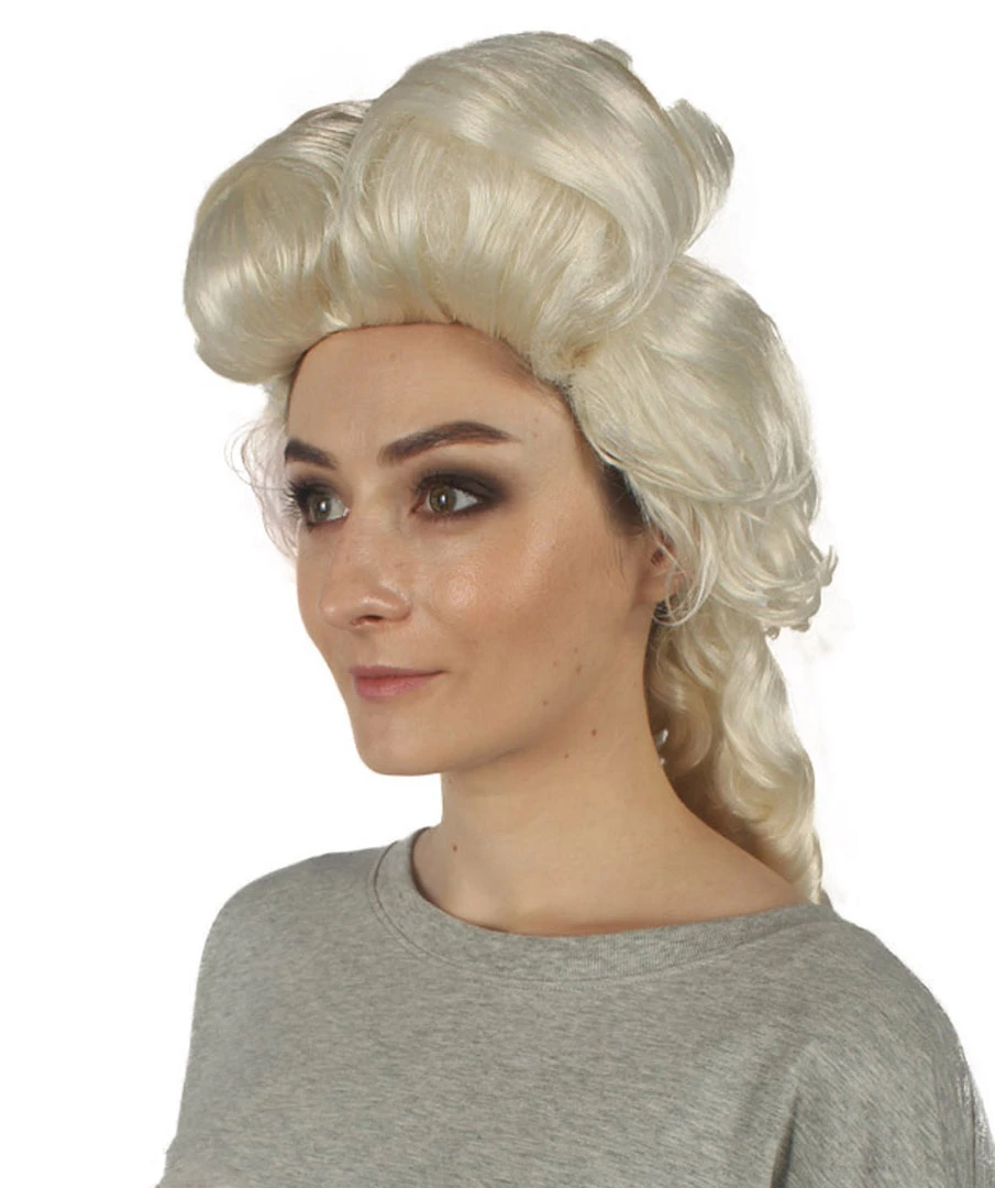 HPO Women's Colonial Curly Wigs | Blonde Halloween Wigs | Premium Breathable Capless Cap
