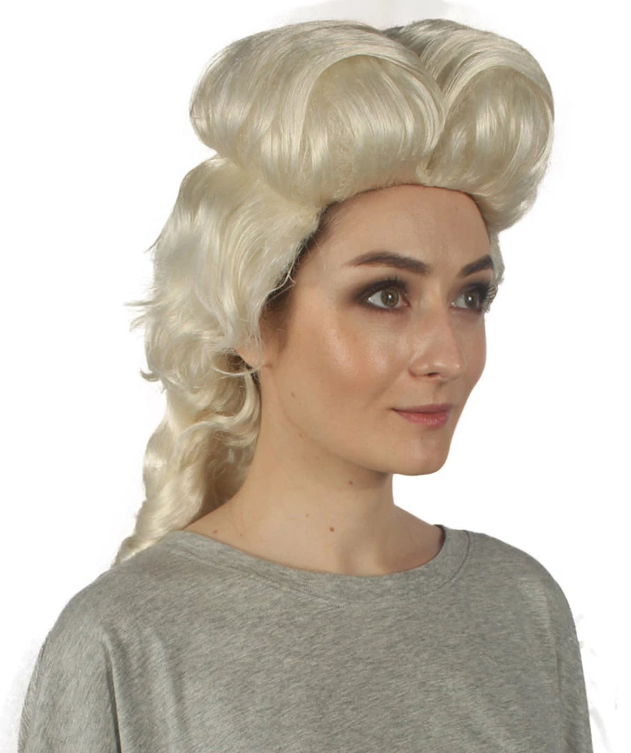 HPO Women's Colonial Curly Wigs | Blonde Halloween Wigs | Premium Breathable Capless Cap
