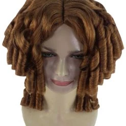 HPO Womens Colonial Ladies 18th Century Wig | Golden Brown Historical Wigs | Premium Breathable Capless Cap Women's