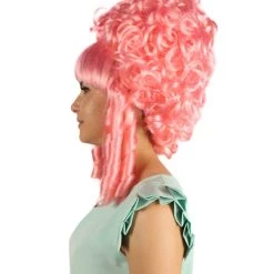 HPO Womens French Colonial Marie Antoinette Wig | Neon Pink Historical Cosplay Wigs | Premium Breathable Capless Cap Women's
