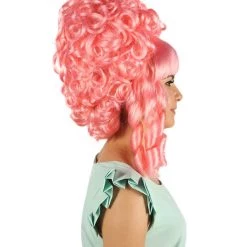 HPO Womens French Colonial Marie Antoinette Wig | Neon Pink Historical Cosplay Wigs | Premium Breathable Capless Cap Women's
