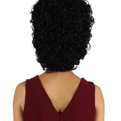 HPO Womens Colonial Ladies 18th Century Curly Wig | Black Historical Wig | Premium Breathable Capless Cap Women's