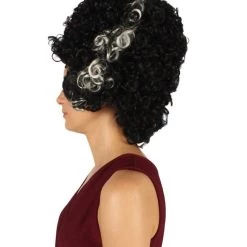 HPO Womens Colonial Ladies 18th Century Curly Wig | Black Historical Wig | Premium Breathable Capless Cap Women's