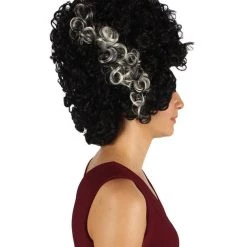 HPO Womens Colonial Ladies 18th Century Curly Wig | Black Historical Wig | Premium Breathable Capless Cap Women's