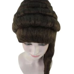 HPO Womens Colonial Lady's 18th Century Curly Wig | Brown Historical Cosplay Wig | Premium Breathable Capless Cap Women's
