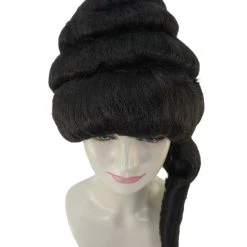 HPO Women's Womens Colonial Ladies 18th Century Curly Wig | Dark Brown Historical Wig | Premium Breathable Capless Cap