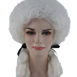 HPO Womens 18th Century Colonial Lady Wig | White Historical Wig | Premium Breathable Capless Cap