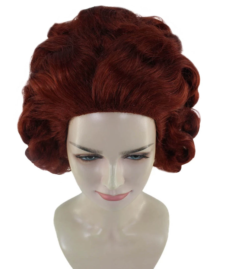 HPO Women's Colonial Historical Lady Wigs | Auburn Halloween Wigs | Premium Breathable Capless Cap
