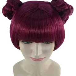 HPO Womens Anime Buns Wig | Purple Buns Cosplay Party Wigs | Premium Breathable Capless Cap