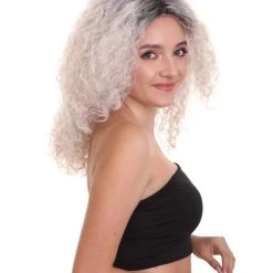 HPO Womens Zombie Curly Wig | Ombre Curly Grey Scary Wigs | Premium Breathable Capless Cap Women's