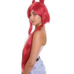 HPO Womens Game Cosplay Wig | Red Video Game Wigs | Premium Breathable Capless Cap Women's