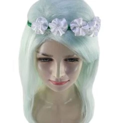 HPO Womens Floral Fantasy Lt Green Wig With Flower Crown | Storybook & Fairytale Wigs | Premium Breathable Capless Cap Women's