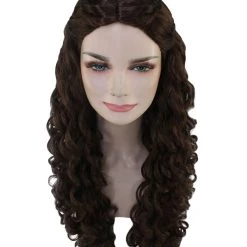 HPO Womens Medieval Princess Wig | Brown Historical Wigs | Premium Breathable Capless Cap
