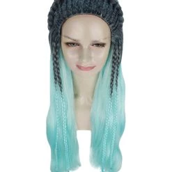 HPO Womens Fantasy Braided Wig | Blue TV/Movie Wigs | Premium Breathable Capless Cap Women's