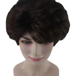 HPO Womens Short Adult Wig | Brown Vintage Wigs | Premium Breathable Capless Cap