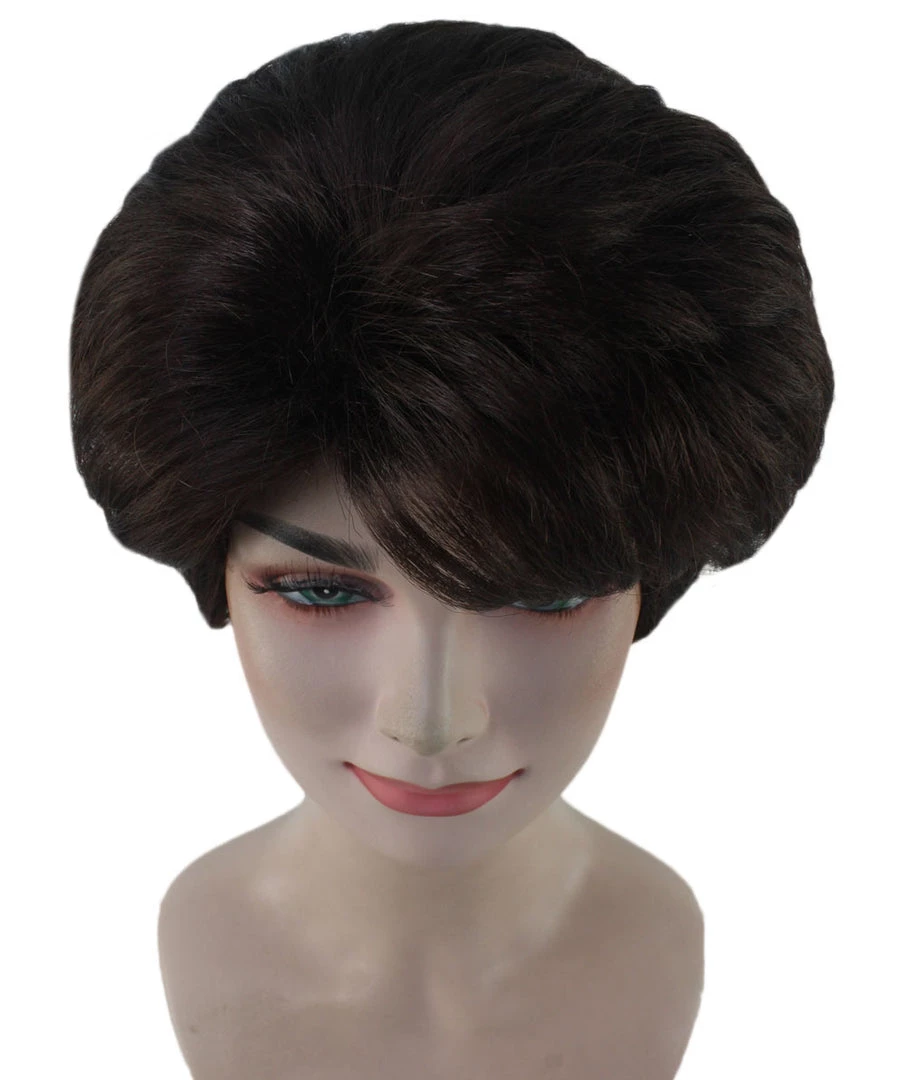 HPO Womens Short Adult Wig | Brown Vintage Wigs | Premium Breathable Capless Cap