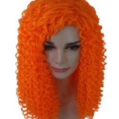 HPO Womens Animation Orange Curly Wig | Orange TV/Movie Wigs | Premium Breathable Capless Cap Women's