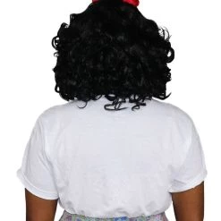 HPO Womens Princess Wig With Red Bow | Black TV/Movie Wigs | Premium Breathable Capless Cap