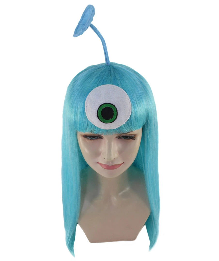 HPO Women's Womens Aliens Wig With Antennae | Blue TV/Movie Wigs | Premium Breathable Capless Cap