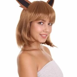HPO Womens Monster Wig With Ears | Brown Cosplay Video Game Wigs | Premium Breathable Capless Cap