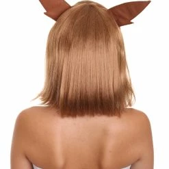 HPO Womens Monster Wig With Ears | Brown Cosplay Video Game Wigs | Premium Breathable Capless Cap
