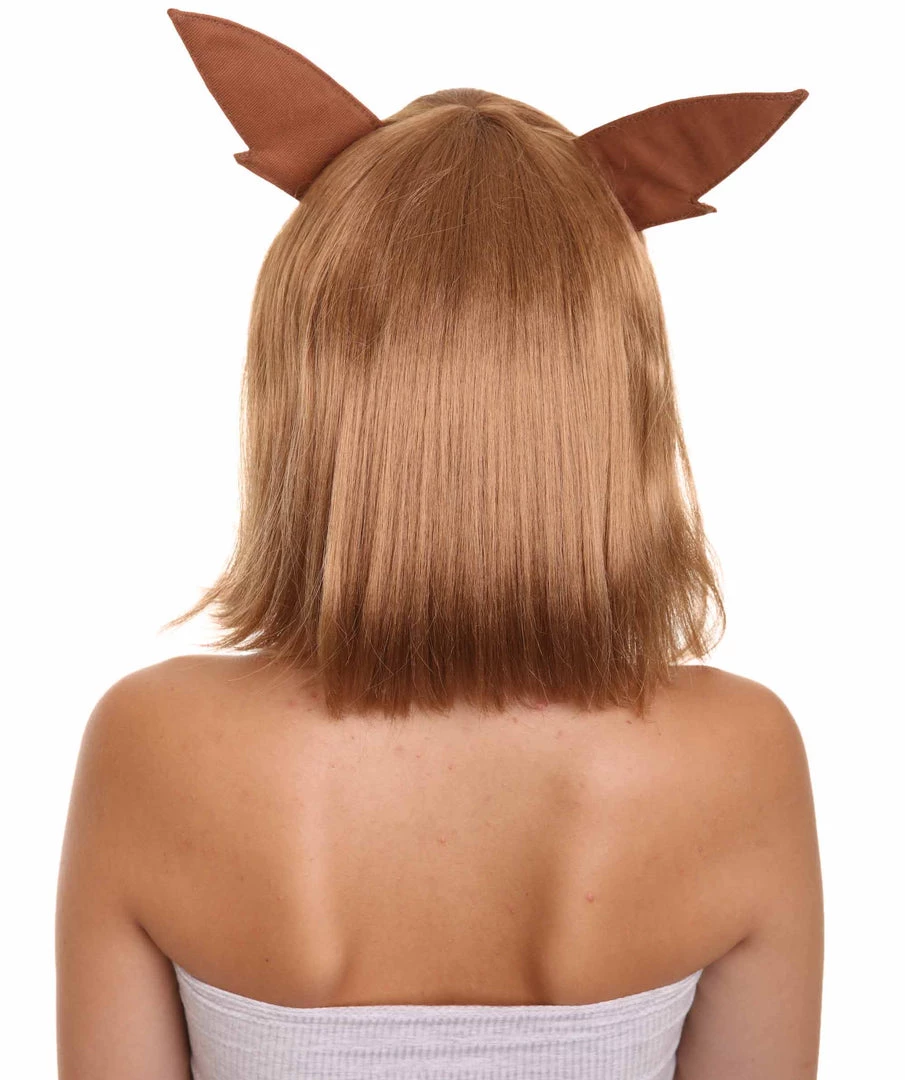 HPO Womens Monster Wig With Ears | Brown Cosplay Video Game Wigs | Premium Breathable Capless Cap