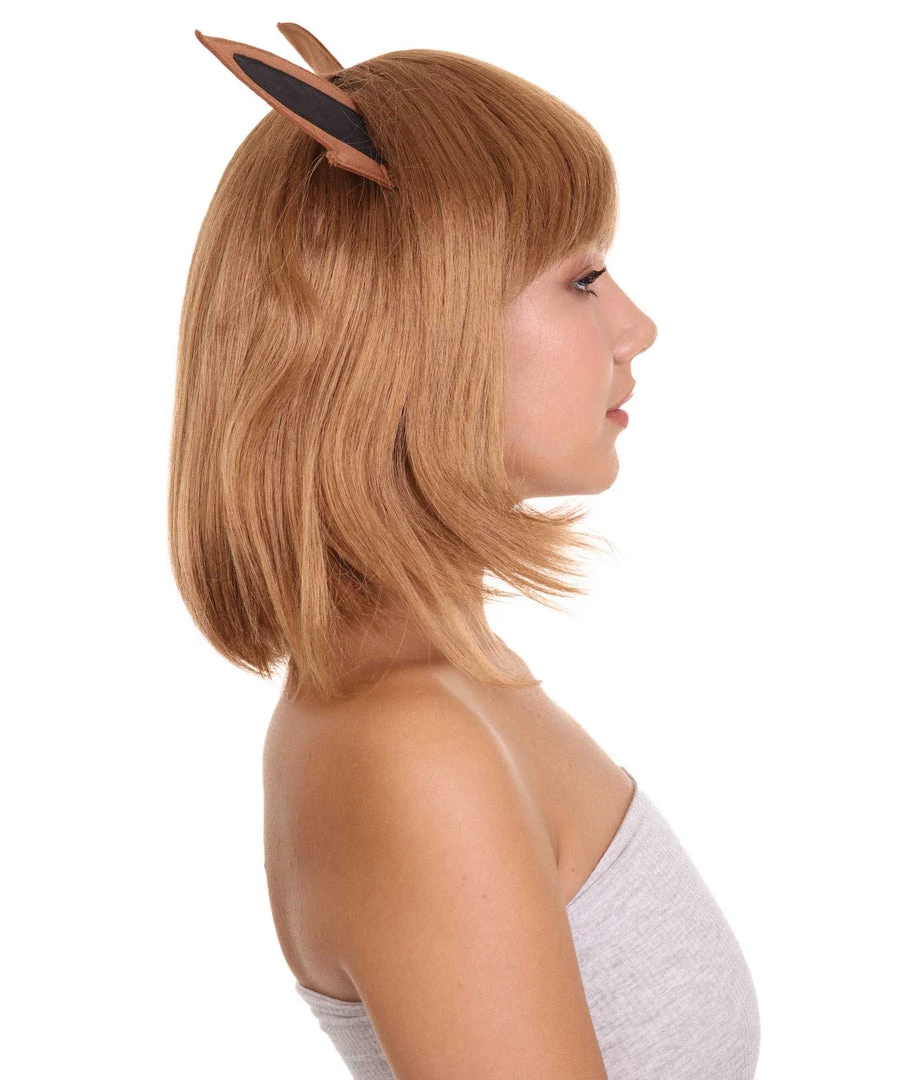 HPO Womens Monster Wig With Ears | Brown Cosplay Video Game Wigs | Premium Breathable Capless Cap