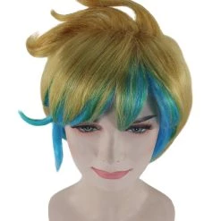 HPO Gaming Womens Wig | Yellow And Blue Anime Cosplay Wigs | Premium Breathable Capless Cap