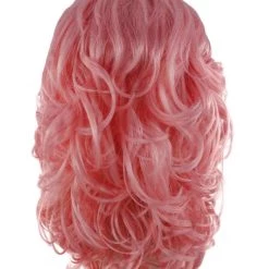 HPO Womens Pink Curly Wavy Wig | Pink Party Wigs | Premium Breathable Capless Cap