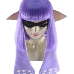 HPO Womens Inkling Girl Wig And Ears With Mask Set | Video Game Wigs | Premium Breathable Capless Cap