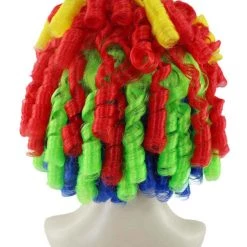 HPO Women's Womens Colorful Cutie Pie Curly Clown Wig | Rainbow Clown Wigs | Premium Breathable Capless Cap
