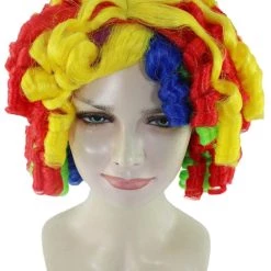 HPO Women's Womens Colorful Cutie Pie Curly Clown Wig | Rainbow Clown Wigs | Premium Breathable Capless Cap