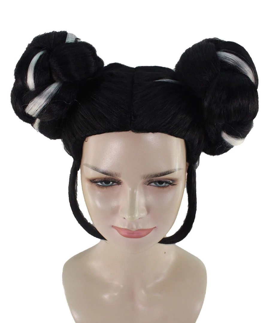 HPO Women's Womens Singer Bun Wigs | Song Contest | Black & White Celebrity Wigs | Premium Breathable Capless Cap