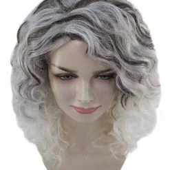 HPO Womens Fashion Highlight Wavy Wig | Grey & Black Fashion Wigs | Premium Breathable Capless Cap
